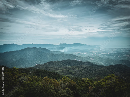 clouds over the mountains, landscape green mountain