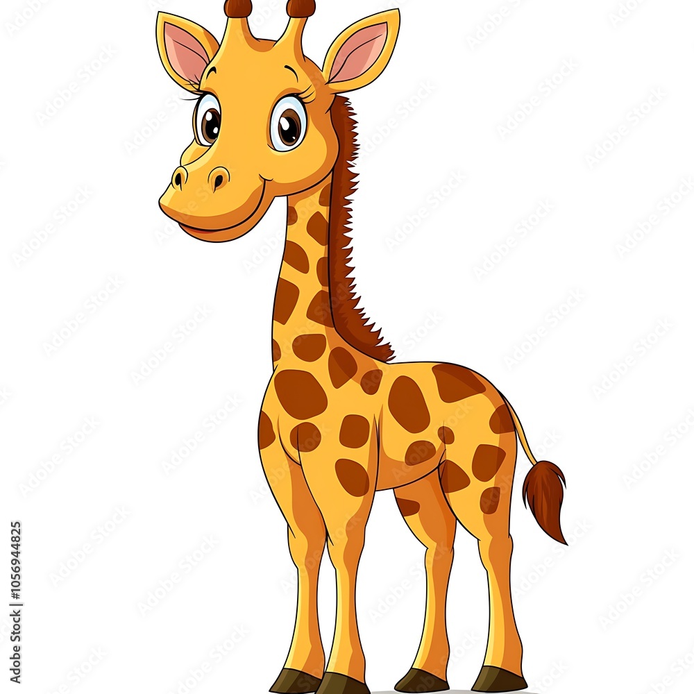 Fototapeta premium Cartoon giraffe on a white background.