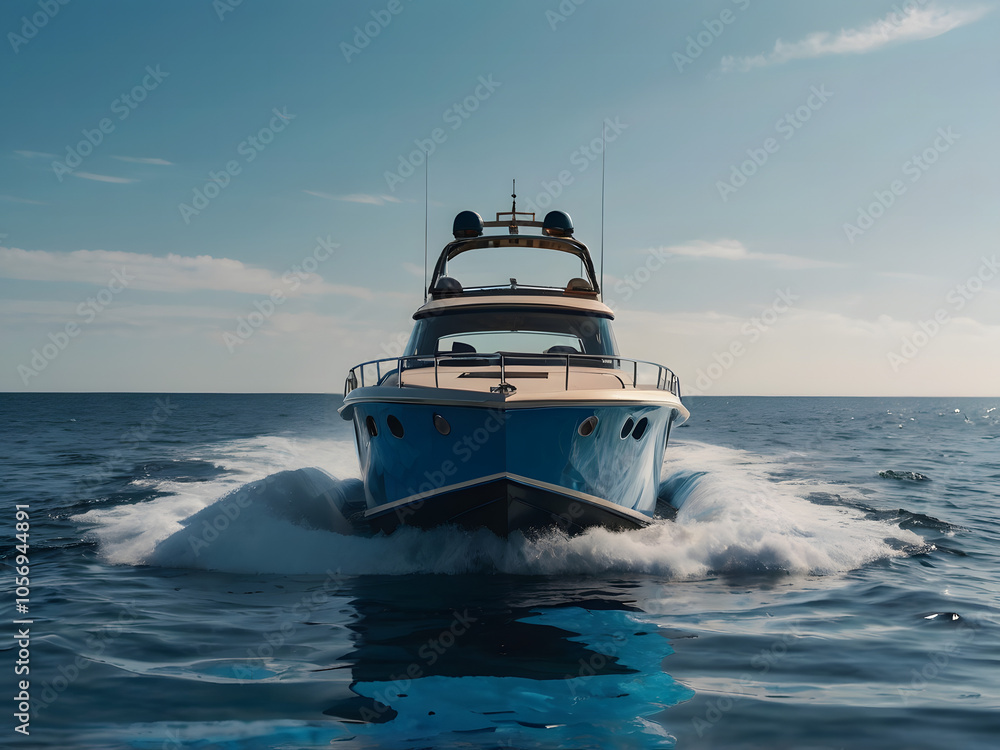 Fototapeta premium a luxury yacht slicing through the blue waves.