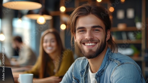 Smiling Man in a Cafe