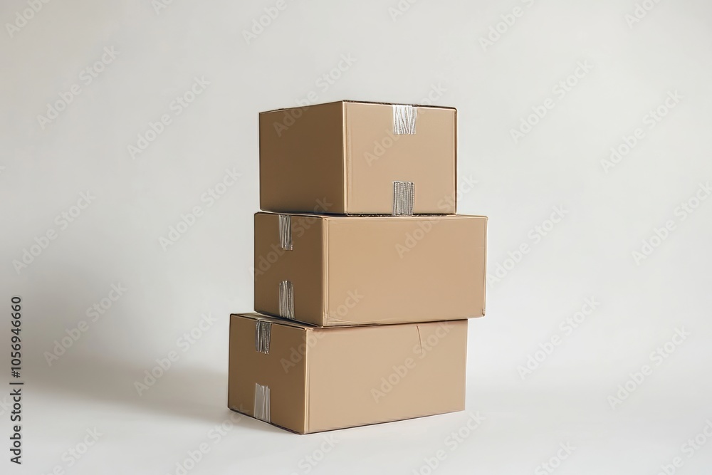 Fototapeta premium Stacked Cardboard Boxes for Moving