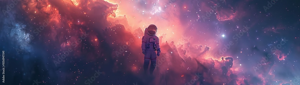 Amongst a backdrop of swirling nebulae, a lone astronaut floats in zero gravity, analyzing cryptic signals emanating from a distant galaxy Amongst a backdrop of swirling nebulae, a lone astronaut floats in zero gravity, analyzing cryptic signals emanating from a distant galaxy