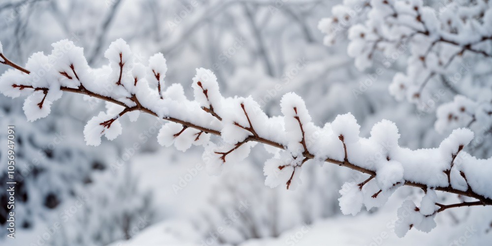 Delicate Wintery Branches Blanketed in Pristine Snow Delicate Wintery Branches Blanketed in Pristine Snow