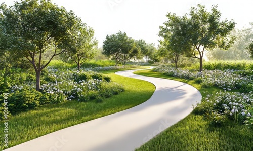 Wallpaper Mural Serene Park Pathway with Lush Greenery Torontodigital.ca
