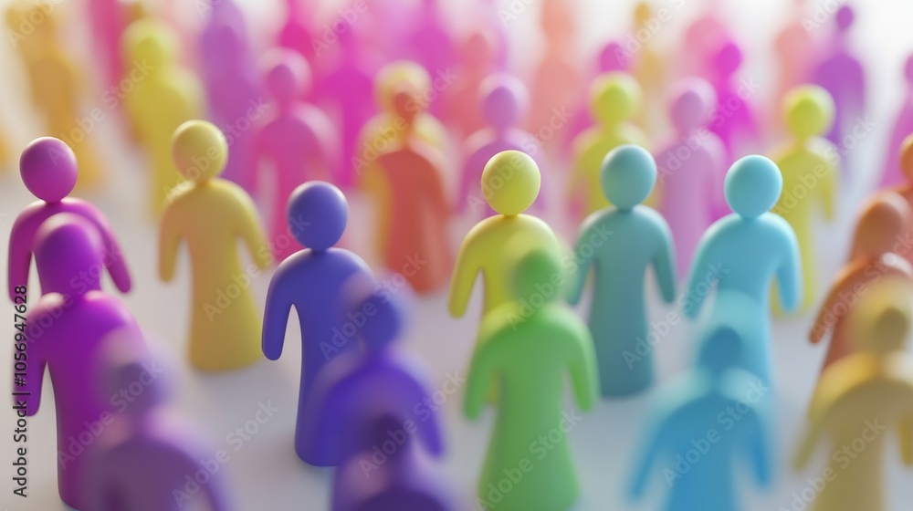 Colorful abstract figures symbolize diversity, community, and unity. Ideal for concepts related to teamwork and social connections. Colorful abstract figures symbolize diversity, community, and unity. Ideal for concepts related to teamwork and social connections.