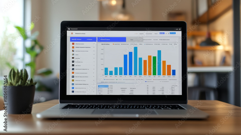 A CRM dashboard tracking customer interactions, with charts showing engagement and sales funnels, helping businesses maintain strong relationships with clients