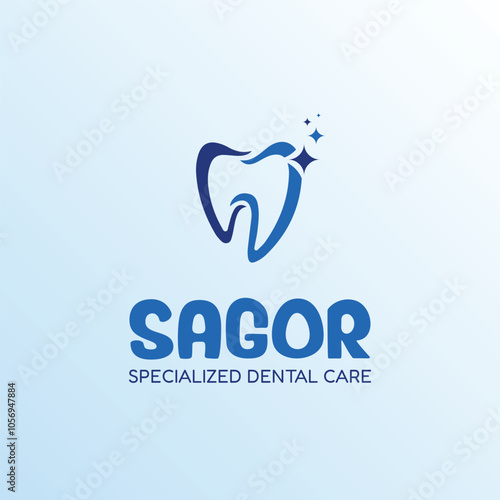 Stylish dental care tooth logo business template
