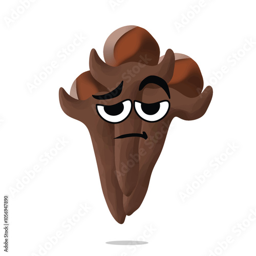 tired cloves mascot character illustration. cute, playful, tasty, and delicious concept. traditional asian herbs, indonesian culinary, plant, medicine, and spices themes