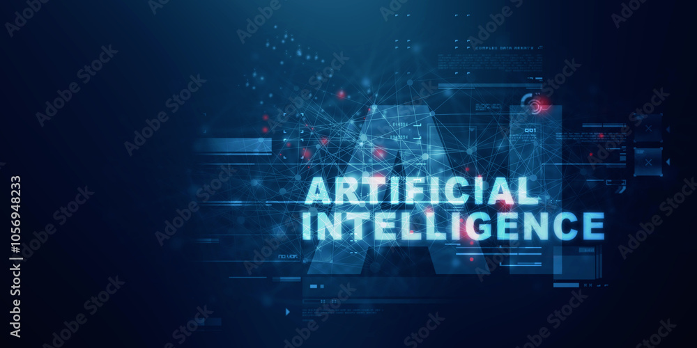 Fototapeta premium 2d illustration Artificial Intelligence (AI) concept 