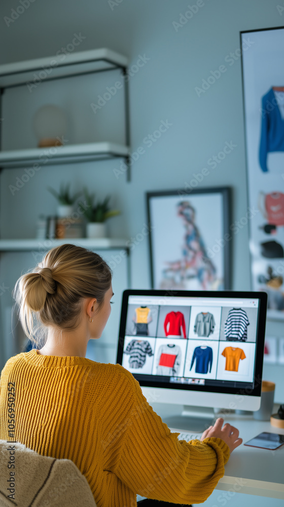 a young woman designer is using a laptop at home studio a young woman designer is using a laptop at home studio