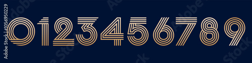 set of creative number 1 to 10 logo designs. abstract number gold color design vector illustration