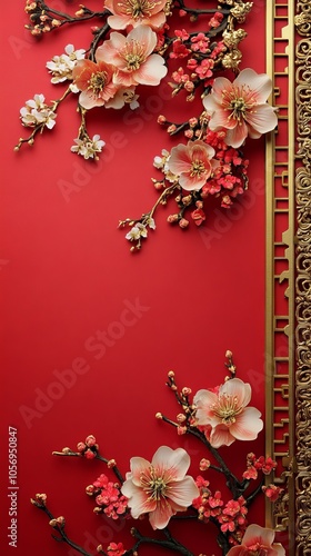 Chinese-style Happy Lunar New Year 3D wallpaper