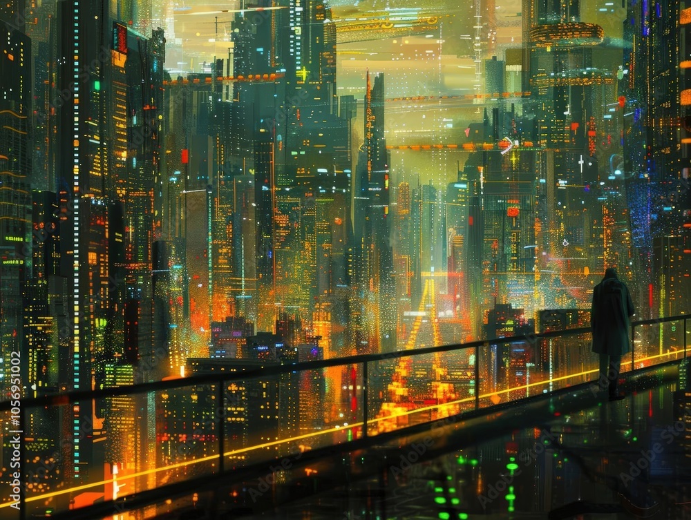 Capture the side view of a cryptocurrency market bustling with futuristic skyscrapers Capture the side view of a cryptocurrency market bustling with futuristic skyscrapers