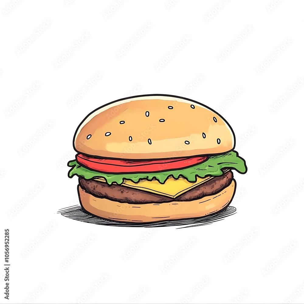 Cartoon hamburger on a white background.