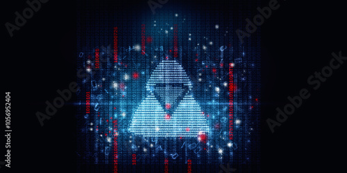 2d illustration Cyber crime and internet privacy hacking. Network security, Cyber attack, Computer Virus, Ransomware, and Malware Concept
