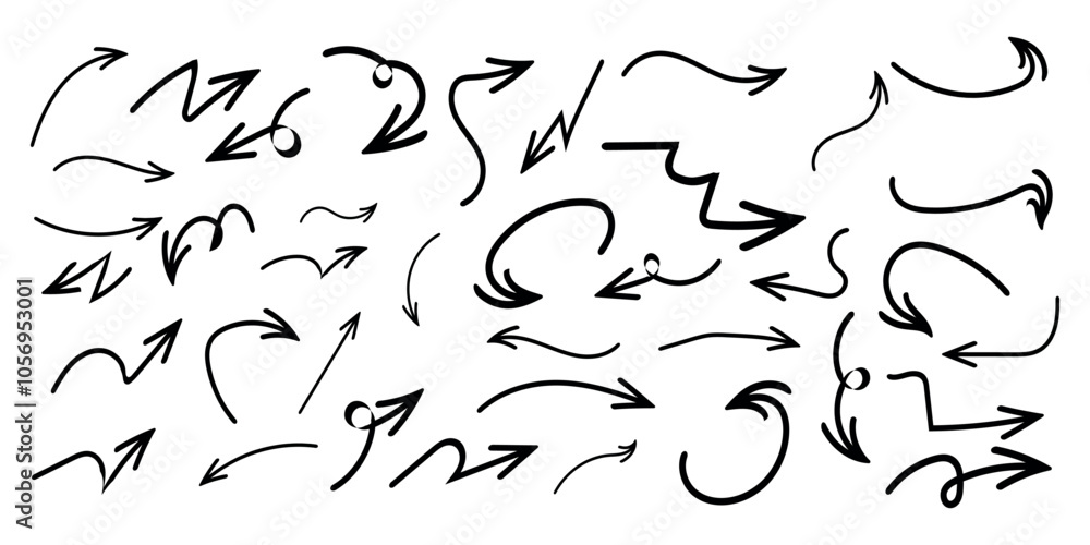 hand-drawn arrow collection with abstract lines and creative curved designs for digital use hand-drawn arrow collection with abstract lines and creative curved designs for digital use