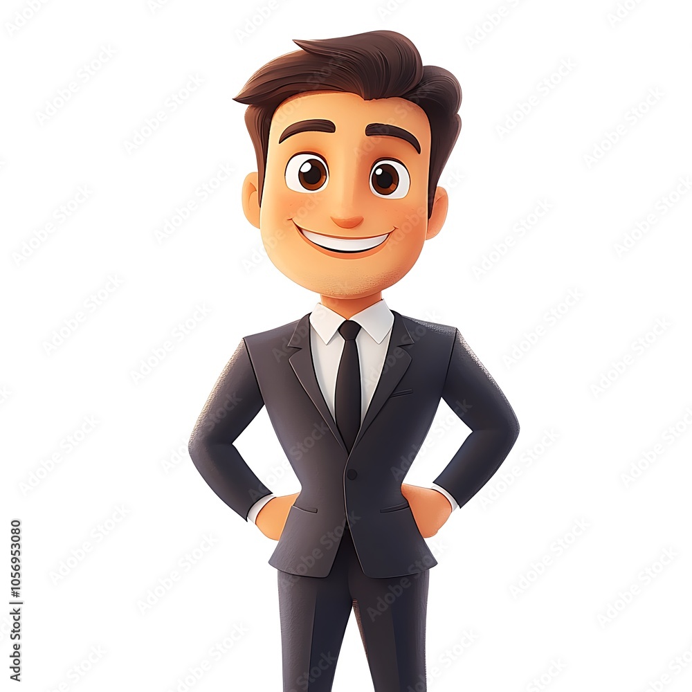 Cartoon guy with a charming smile in a tailored suit on a white background. Cartoon guy with a charming smile in a tailored suit on a white background.