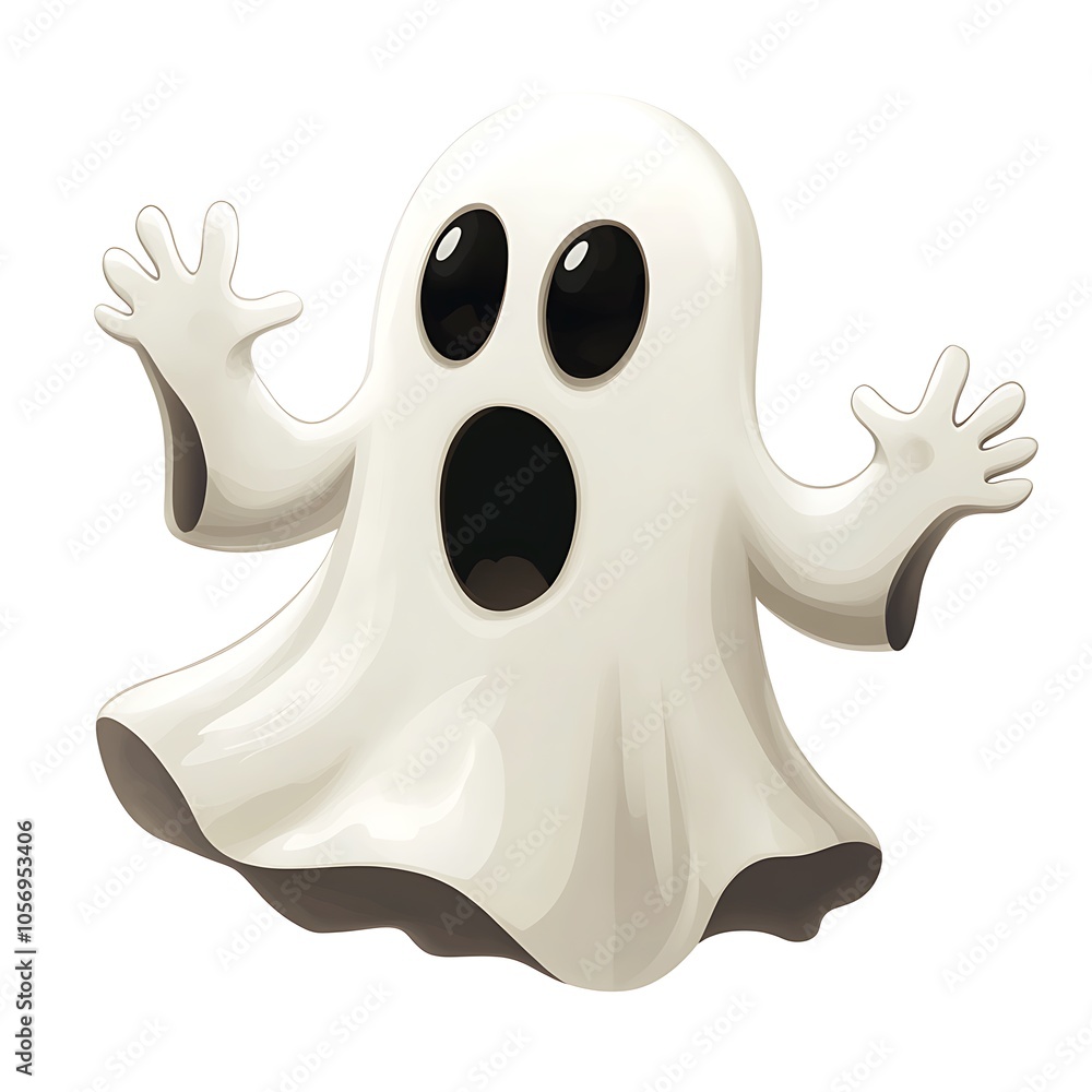 A cartoon spooky ghost on a white background. A cartoon spooky ghost on a white background.