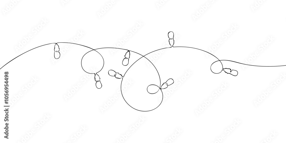 A single line drawing of a holiday lights. Continuous line christmas led icon. One line icon. Vector illustration. A single line drawing of a holiday lights. Continuous line christmas led icon. One line icon. Vector illustration.