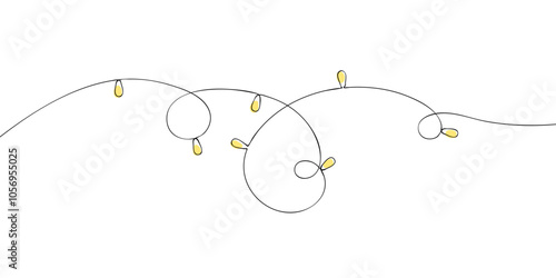 A single line drawing of a holiday leds. Continuous line christmas lights icon in color. One line icon. Vector illustration.