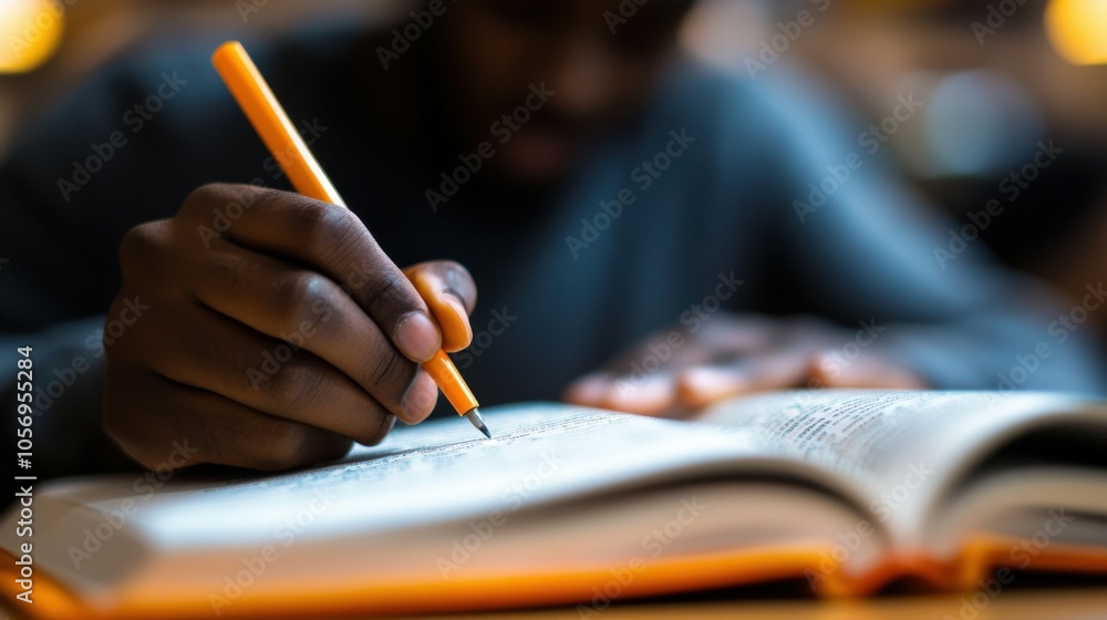 A low-angle view of someone highlighting text in a book, with the background softly blurred for depth. A low-angle view of someone highlighting text in a book, with the background softly blurred for depth.