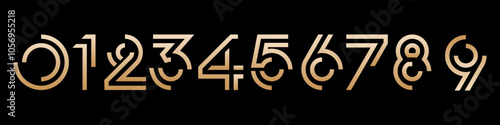 set of creative number 1 to 10 logo designs. abstract number gold color design vector illustration
