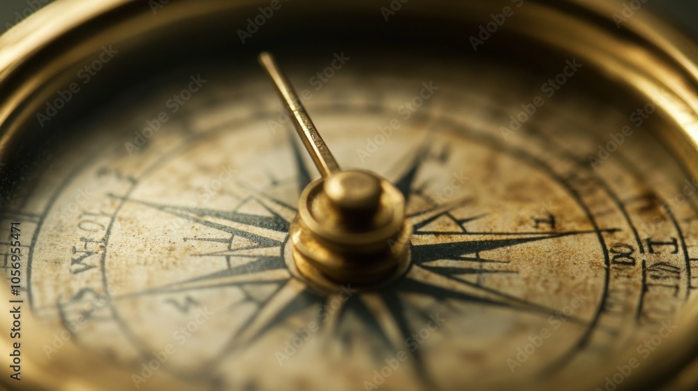 A close-up shot of the compass needle, capturing its precision and movement, with the compass casing softly blurred behind. A close-up shot of the compass needle, capturing its precision and movement, with the compass casing softly blurred behind.