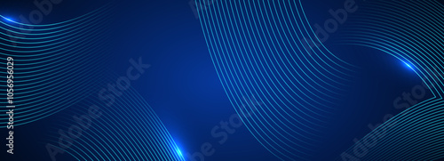 Dynamic abstract blue wave lines on dark background.