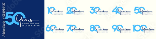 collection of creative number 10 to 100 logo designs. abstract number design vector illustration