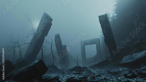 Illustrate a haunting scene with futuristic technologies photo