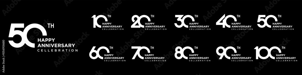 Naklejka premium collection of creative number 10 to 100 logo designs. abstract number design vector illustration