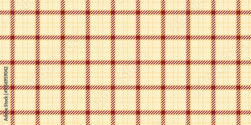 Throw fabric texture textile, duvet cover vector seamless background. Stitched check plaid pattern tartan in blanched almond and amber colors.
