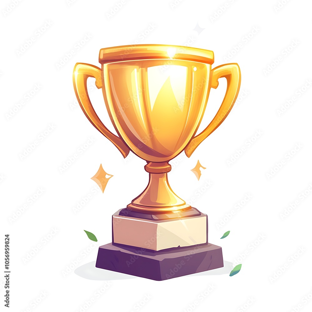 Cartoon trophy with a shining gold effect on a white background. Cartoon trophy with a shining gold effect on a white background.