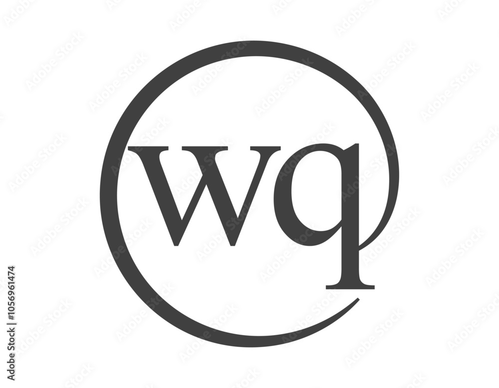 WQ logo from two letter with circle shape email sign style. W and Q round logotype of business company WQ logo from two letter with circle shape email sign style. W and Q round logotype of business company