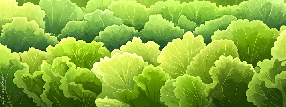 A background of lettuce in a vector drawing style. The pattern is a close-up view of vibrant green vegetables A background of lettuce in a vector drawing style. The pattern is a close-up view of vibrant green vegetables