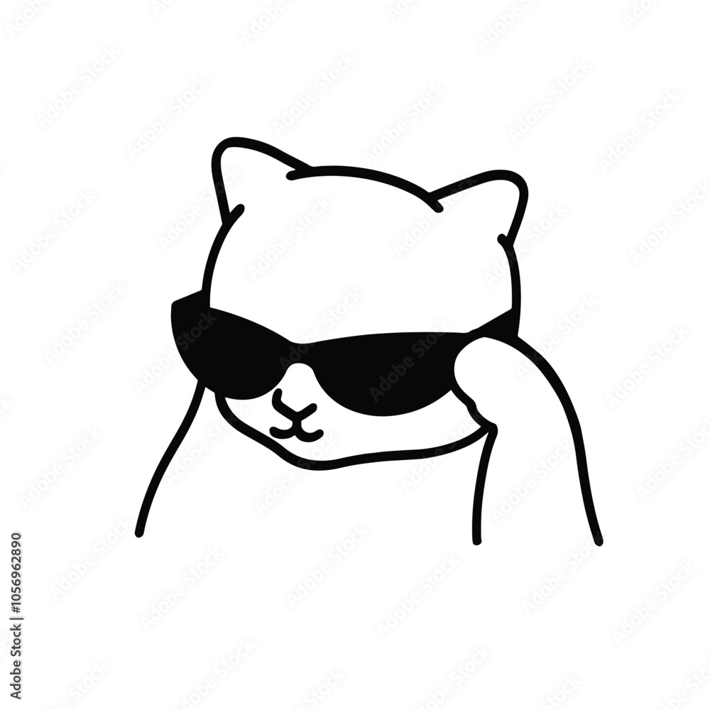 Cat Meme with Sunglasses Icon Vector T-shirt Cute Illustration Cat Meme with Sunglasses Icon Vector T-shirt Cute Illustration