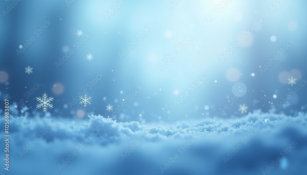 Snowflakes and winter spirit on a serene blue background with copy space Snowflakes and winter spirit on a serene blue background with copy space