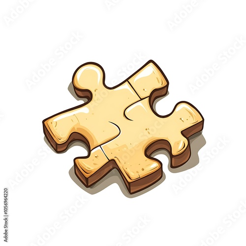 Cartoon puzzle piece representing problem-solving or teamwork on a white background.