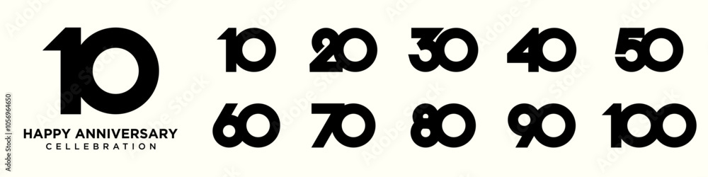 collection of creative number 10 to 100 logo designs. abstract number design vector illustration collection of creative number 10 to 100 logo designs. abstract number design vector illustration