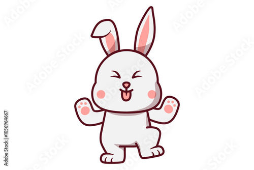 Cute Rabbit Is Sticking Out its Tongue Illustration