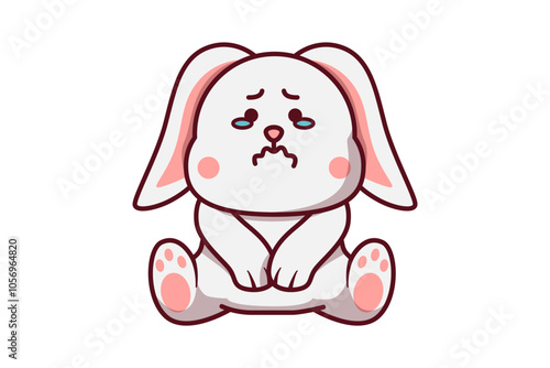 Cute Sad Rabbit Sitting Illustration