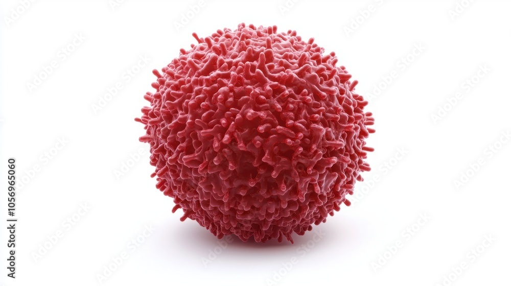 Lymphocyte cell with protein receptors, symbolizing immune communication, isolated on white Lymphocyte cell with protein receptors, symbolizing immune communication, isolated on white
