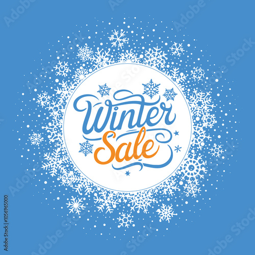 Winter round frame of snowflakes, winter sale, snow, vector design