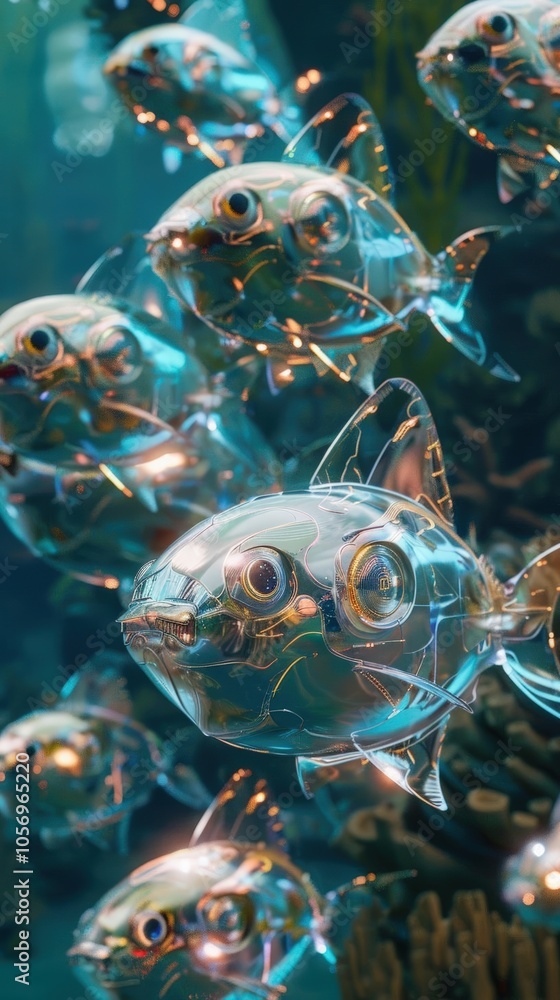 Immerse the viewer in a surreal underwater scene Immerse the viewer in a surreal underwater scene