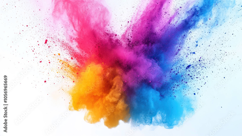 Obraz premium Colorful powder explosion creating vibrant hues of pink, orange, and blue