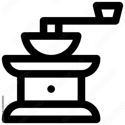 Manual coffee grinder. Editable stroke vector icon.