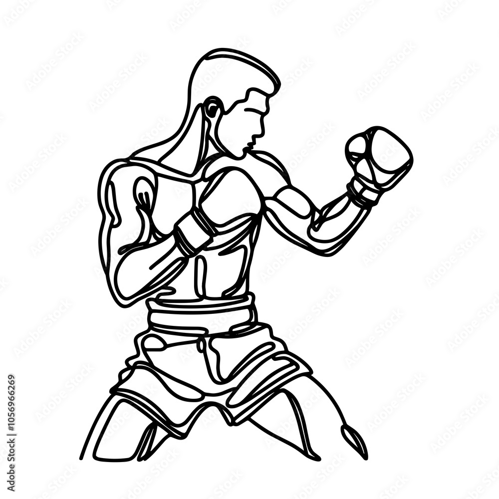 A drawing of a thai boxing, in one-line drawing, figure outline, multiple bold line drawing, white background, minimalistic A drawing of a thai boxing, in one-line drawing, figure outline, multiple bold line drawing, white background, minimalistic