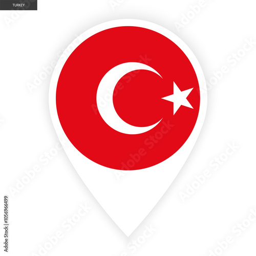 Free Download Turkey marker icon with white border on white background. Turkey pin icon isolated on white background	
 - GFXLoad