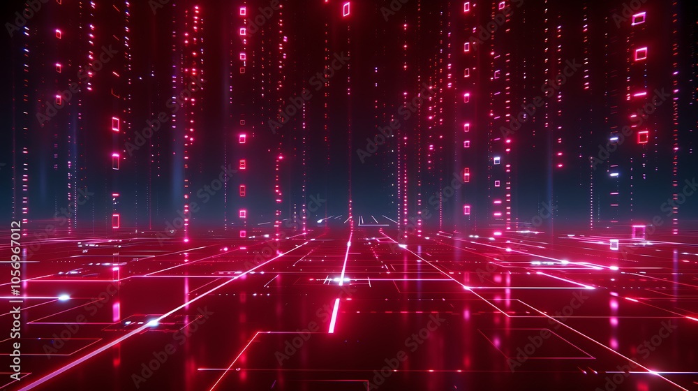 Red and Black Glowing Rain with Light Render Red and Black Glowing Rain with Light Render