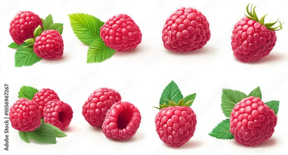 Vibrant Raspberries with Fresh Leaves Vibrant Raspberries with Fresh Leaves